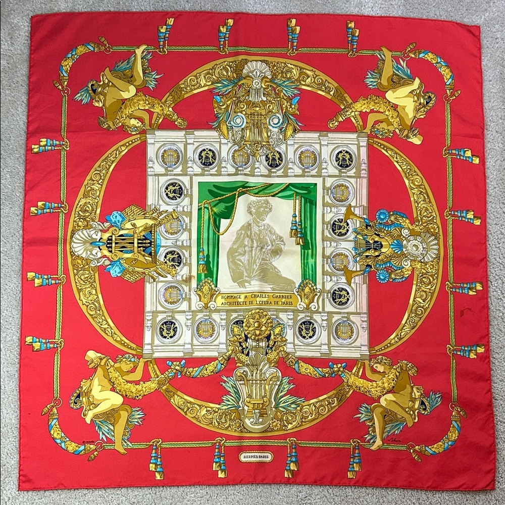 Vintage Hermes Silk Scarff “Homage A Charles Gabriel”
